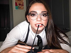 ベッドルーム, デカチン, フェラチオ, 茶髪の, 衣服着たままセックス, 手コキする, なめる, オナニー