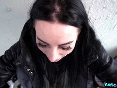 Charlie Dean's Public Blowjob in a Czech Snowy Garage Scene