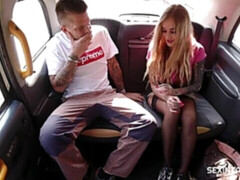 デカ尻, デカパイ, ブロンド, フェラチオ, 車, バック, ハードコア, オッパイの