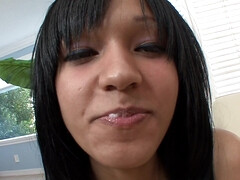 Lucky dude eats and fucks dark-hair teen's tight hairy pussy