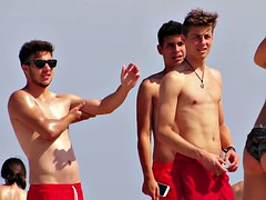 ビーチ, デカパイ, ビキニ, ラティーナ, のぞき