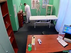 Faux clinic - sultry blonda offers her cunny for a medical certificate 🎬 total video 🎬