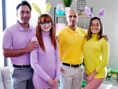 フェラチオ, バック, グループ, オージー, 赤毛, 剃毛, ティーン, オッパイの