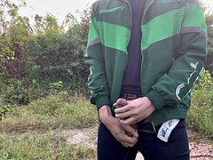Amateur, Asiático, Verga grande, Masturbación, Al aire libre, Solo, Adolescente, Tailandés