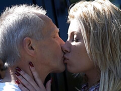 Coche, Pajear, Besar, Lamidas, Al aire libre, Afeitado, Adolescente, Tetas