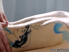 Watch this tattooed Russian masseuse give a parlor-style rubdown to her tiny ass