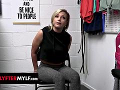 Blonde Bombshell Kneels in Front of The Security Officer to Avoid Problems