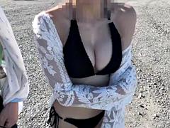 素人, 美女, ビキニ, 中出し, 彼女, 日本人, プール, 公共