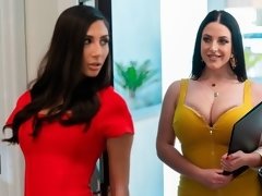 デカパイ, フェラチオ, 茶髪の, バック, 女 人男 人, キス, 淫乱熟女, 三人