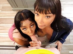 アメリカ人, 美女, 黒人, フェラチオ, 黒人, 女 人男 人, ヤリマン, 三人