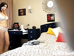 Schlafzimmer, Frau, Freundin, Hd, Nackt, Höschen, Kurzes haar, Netzkamera
