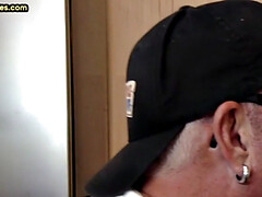 Homemade cocksucking DILF sucks cock in gloryhole video