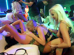Sinfully rich stunners of porno slurping their pussies in public