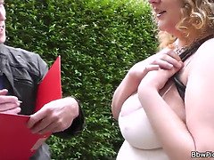 Chubby lady is picked up and fucked