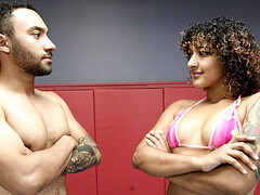 Fucking on the mat and continuing in the locker room