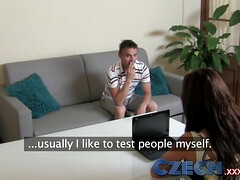 Watch how a shy Czech guy gets a hard fuck and a hot cumshot in a mature casting