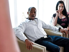 お尻, 黒人, フェラチオ, バック, キス, 淫乱熟女, パンティ, 三人