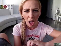 Grosser arsch, Grosser schwanz, Grosse titten, Blondine, Blasen, Hundestellung, Milf, Pov