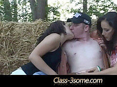 茶髪の, イく瞬間, グループ, 三人