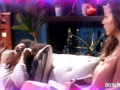 美女, 黒人, 茶髪の, なめる, オフィス, ピアス, タトゥー, 妻