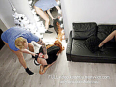 アナル, デカチン, 女, なめる, 赤毛, スパンキング, 禁句, 三人