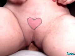 BBW babe with funny tattoo in hot pov sex video