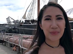 素人, アジア人, 捕まる, ハメ撮り, 公共