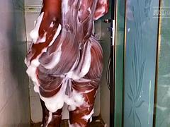 素人, 黒人, 黒人, シャワー, 一人