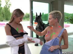 アナル, 美女, デカパイ, ビキニ, 茶髪の, なめる, オマンコ, コキ