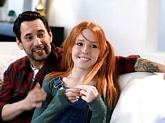 Gorgeous double penetration with a skinny redhead Madi Collins