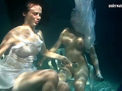 18, Hd, プール, 公共, ロシア人, シャワー, オッパイの, 水中