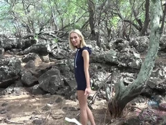 素人, ブロンド, ドレス, 彼女, キス, オーガズム, アウトドア, のぞき