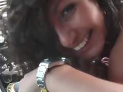 フェラチオ, 茶髪の, 車, アウトドア, 公共