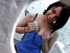 デカチン, デカパイ, フェラチオ, 茶髪の, のぞき穴, なめる, オナニー, 淫乱熟女