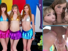 ブロンド, 口内発射, グループ, 毛深い, 手コキする, なめる, オージー, ティーン