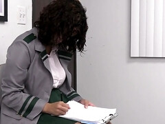 Two curvy nurses and a horny doctor fucking in the office