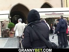 Hairy pussy granny tourist screwed on the floor
