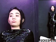 Amateur, Belleza, Morena, Hd, Látex, Mascara, Perforación, Atada