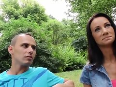 Pijpbeurt, Bruinharig, Man die toekijkt, Europees, Hardcore, Hd, Buiten, Gezichtspunt