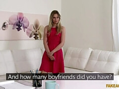 Sexy blonde waitress fucked hard in office