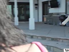 Sexy trans pool girl Avery fucks hot blonde River