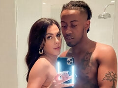 デカ尻, デカパイ, 黒人, フェラチオ, 茶髪の, バック, 手コキする, なめる