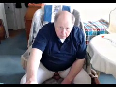 Grandpa cum on webcam