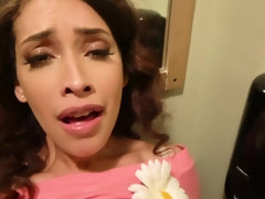 Sultry brunette getting fucked in the public toilet