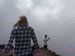 Leie, Bikini, Blondine, Flashen, Behaart, Im freien, Öffentlich, Nass