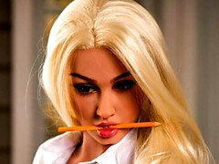 Anaal, Blond, Brillen, Naakt, Kantoor, Uniformpje