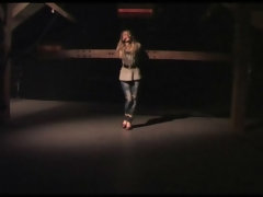 Bondage discipline sadomasochisme, Blond, Gebondenheid, Aangekleed, Vrouw, Kokhalzen, Vastgebonden