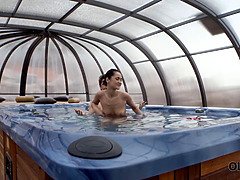 茶髪の, 爸, ハードコア, Hd, キス, プール, オマンコ, ティーン
