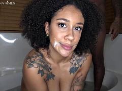 Belleza, Verga grande, Negro, Corridas, Ébano, Corridas faciales, Montar, Ducha
