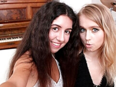 お尻, フェラチオ, 茶髪の, バック, 女 人男 人, ティーン, 三人, オッパイの